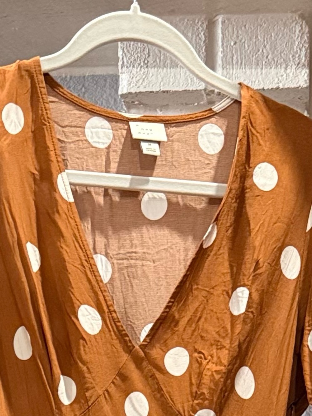 a new day Rust Polka Dot Midi Dress White polka Dots size M - Picture 5 of 8